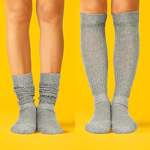 Miniatura 4 de Geyoga 3 pares de calcetines holgados de algodón para botas de punto, calcetines largos suaves para invierno, para mujeres y niñas
