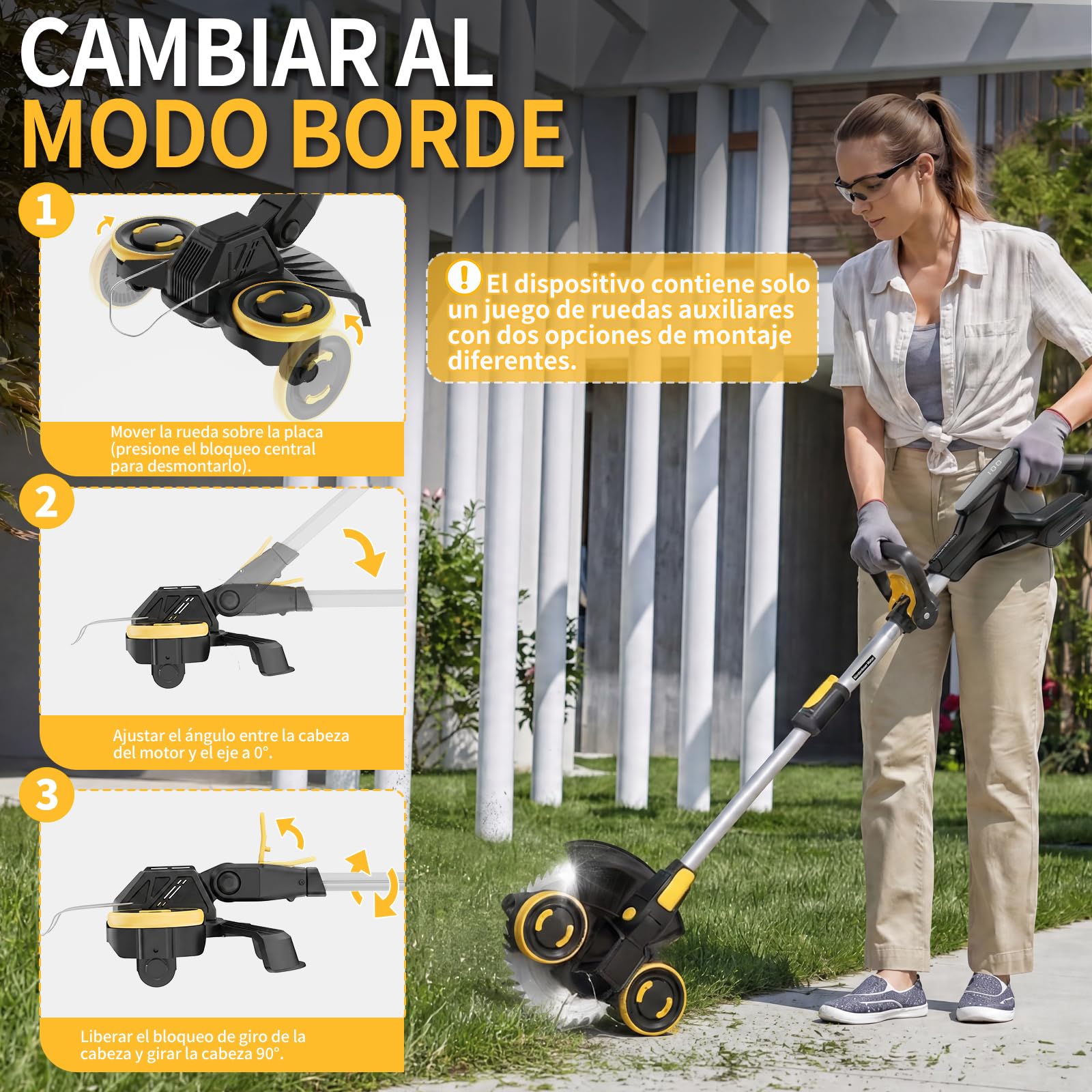 Cortabordes Inalámbrico 21V, Compatible con Baterías Makita, Desbrozadora con Cepillo para Maleza, 2 Baterías de 4.0Ah Incluidas, Motor sin Escobillas de 900W para Césped, Jardín, Patio (Negro)