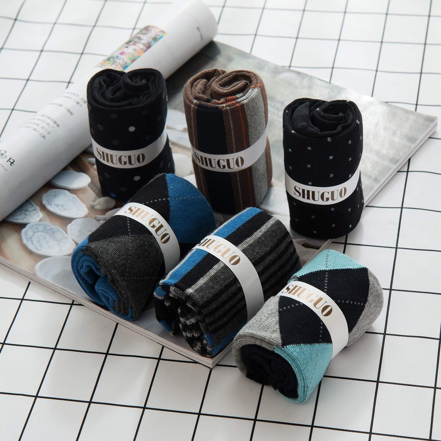 Feetalk Odor Resistant Dress Socks for Men Cotton Business Crew Socks Patterned Socks Funny - Image 3