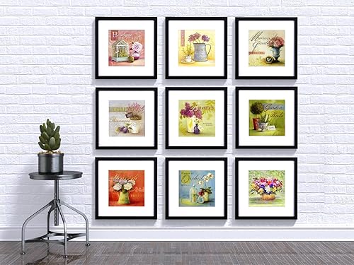 Miniatura 8 de Yaetm Juego de 9 portarretratos de 12 x 12 pulgadas, color negro, cuadrados para fotos de 8 x 8 pulgadas con paspartú o de 12 x 12 pulgadas sin