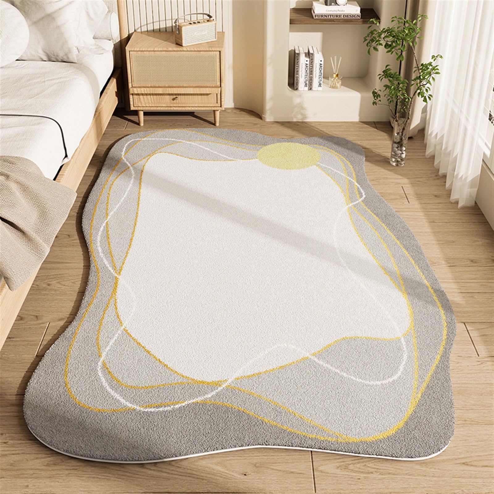 Tapis de salon imprimé irrégulier antidérapant et facile à nettoyer