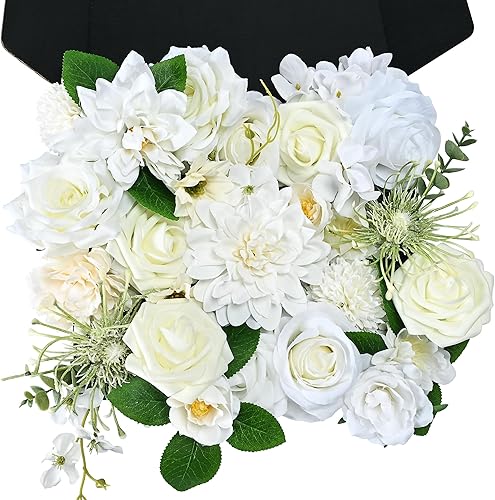 Caja combinada de flores artificiales, mezcla de flores de espuma de seda falsa con tallo de alambre, ramo de novia, boda, fiesta, decoración del