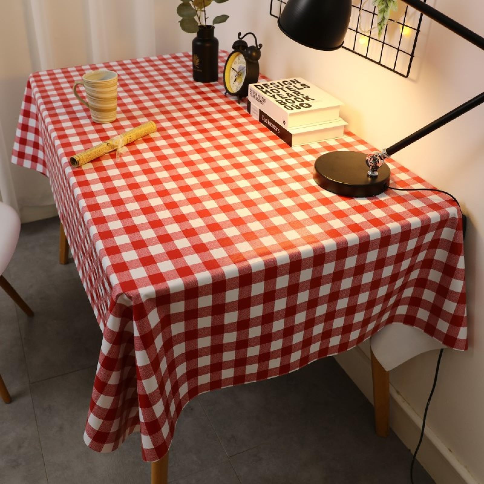 Mantel de Mesa con Efecto Loto Lavable PVC Anti Caliente Impermeable Resistente a La Suciedad Resistente Rojo 90 × 150cm
