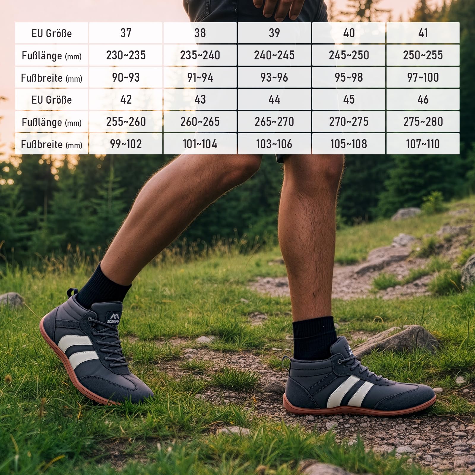 Sosenfer Unisex szerokie buty do chodzenia boso, minimalistyczne buty na boso, dla mężczyzn i kobiet, kapcie outdoorowe, wsuwane, sneakersy