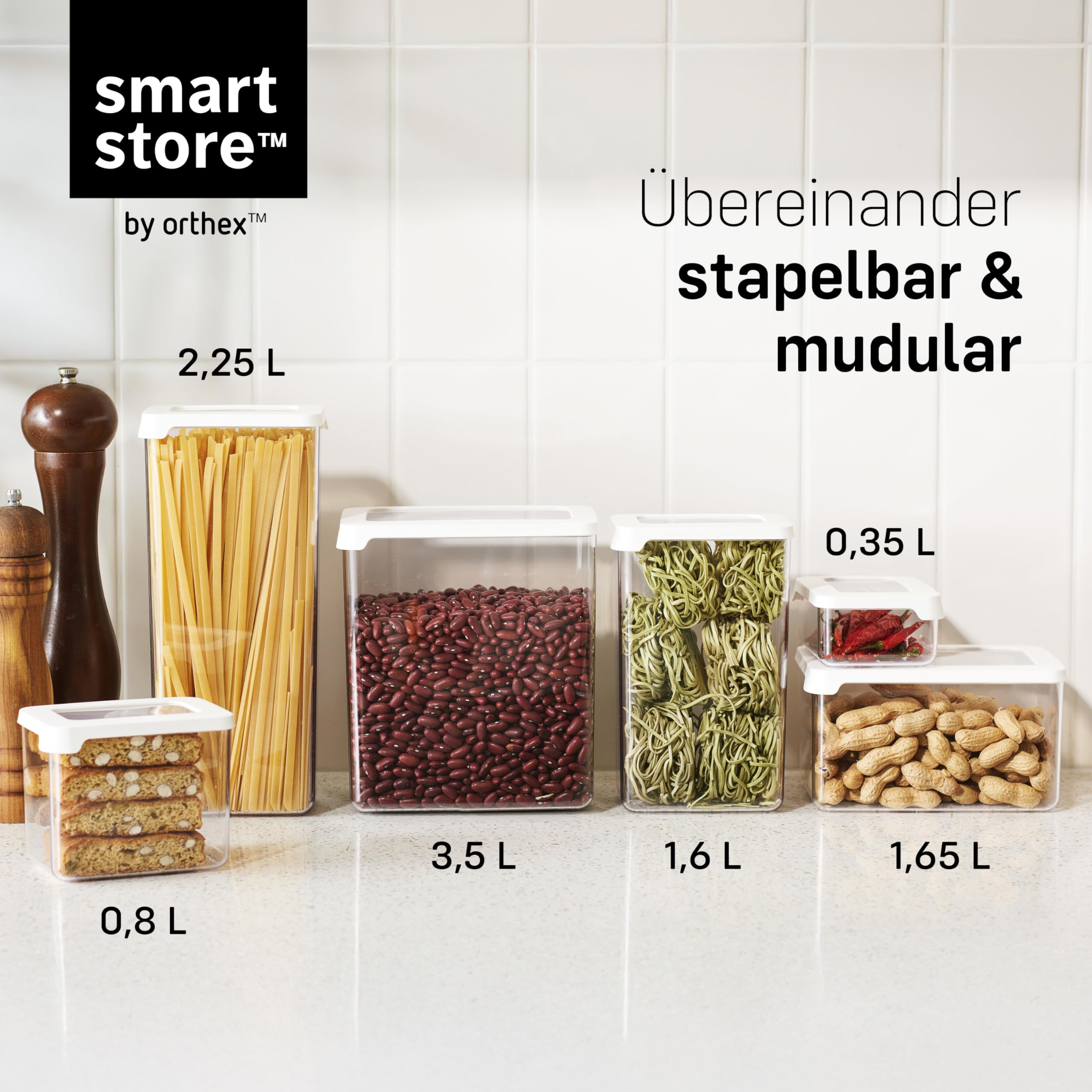 SmartStore Clear Airtight Dry Food Containers with Lids, 0.35L, Set of 10, BPA-Free, Dishwasher Safe - Stackable