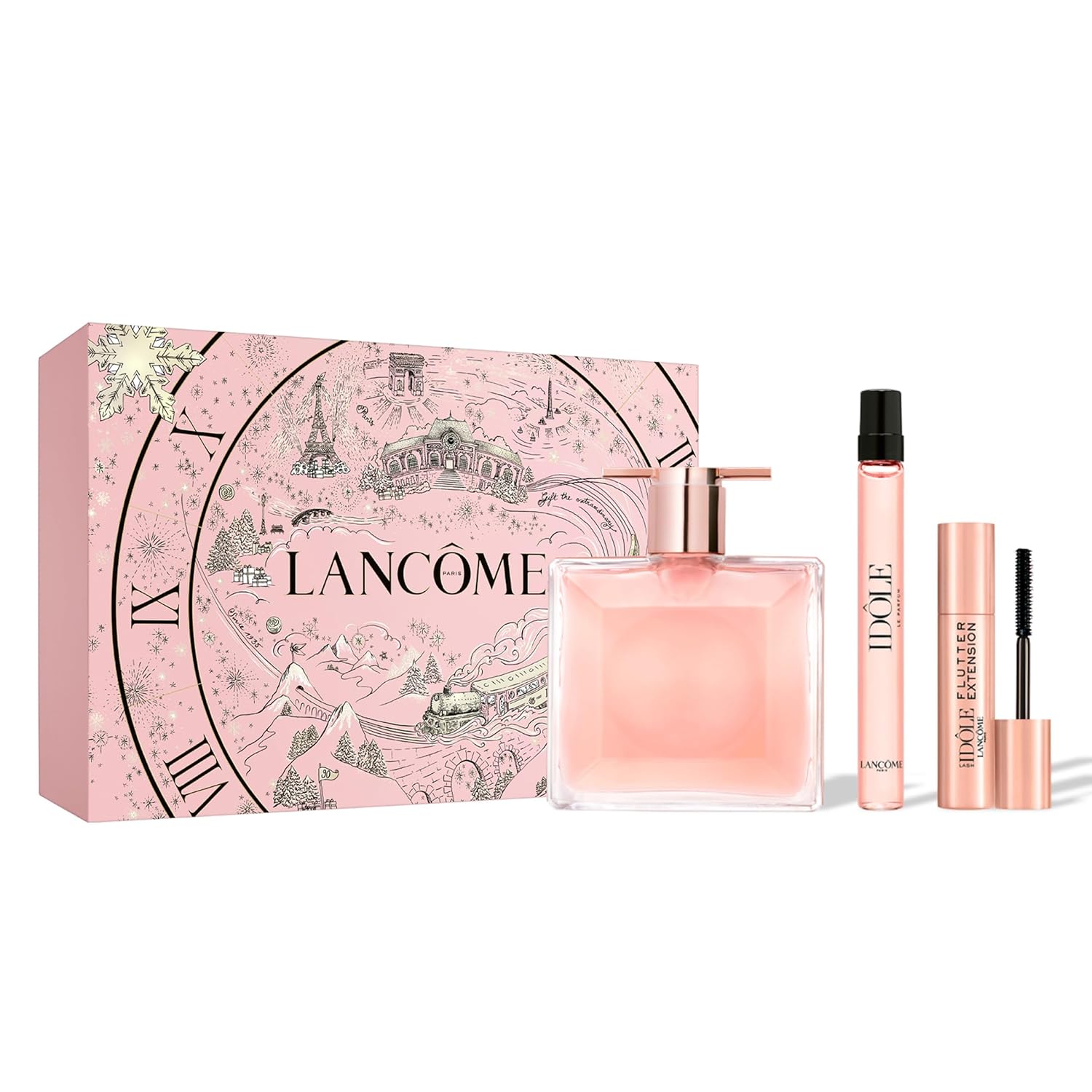 Lancôme Idôle Traveler Gift Set - Idôle Eau De Parfum Spray 0.85 fl. Oz, Travel size Idôle Eau De Parfum Spray 0.34 fl. Oz, Flutter Extension Mascara 0.06 fl. oz. - Limited Edition