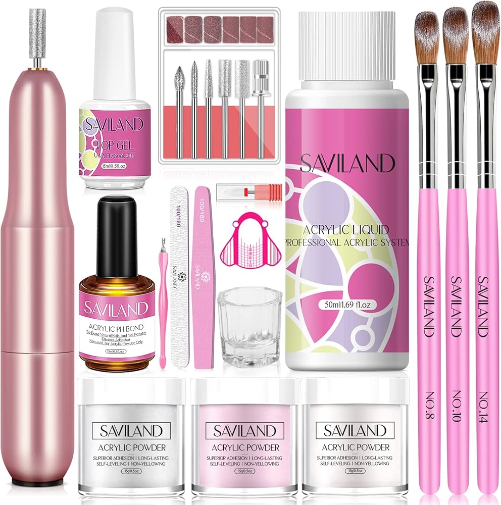 Amazon.com: SAVILAND Acrylic Nail Kit with Drill - 30g Clear White