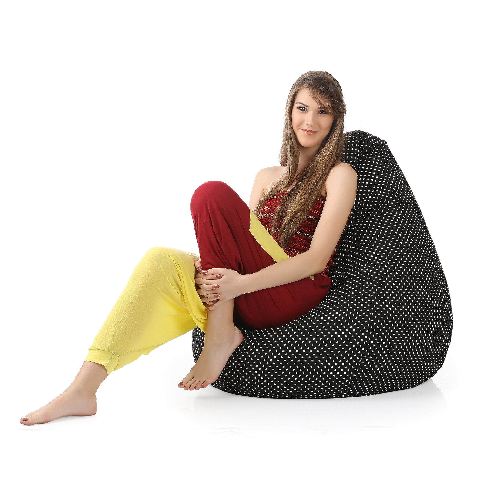 Style Homez Classic Cotton Canvas Polka Dots Printed Bean Bag XXL Size Cover Only-picture-25