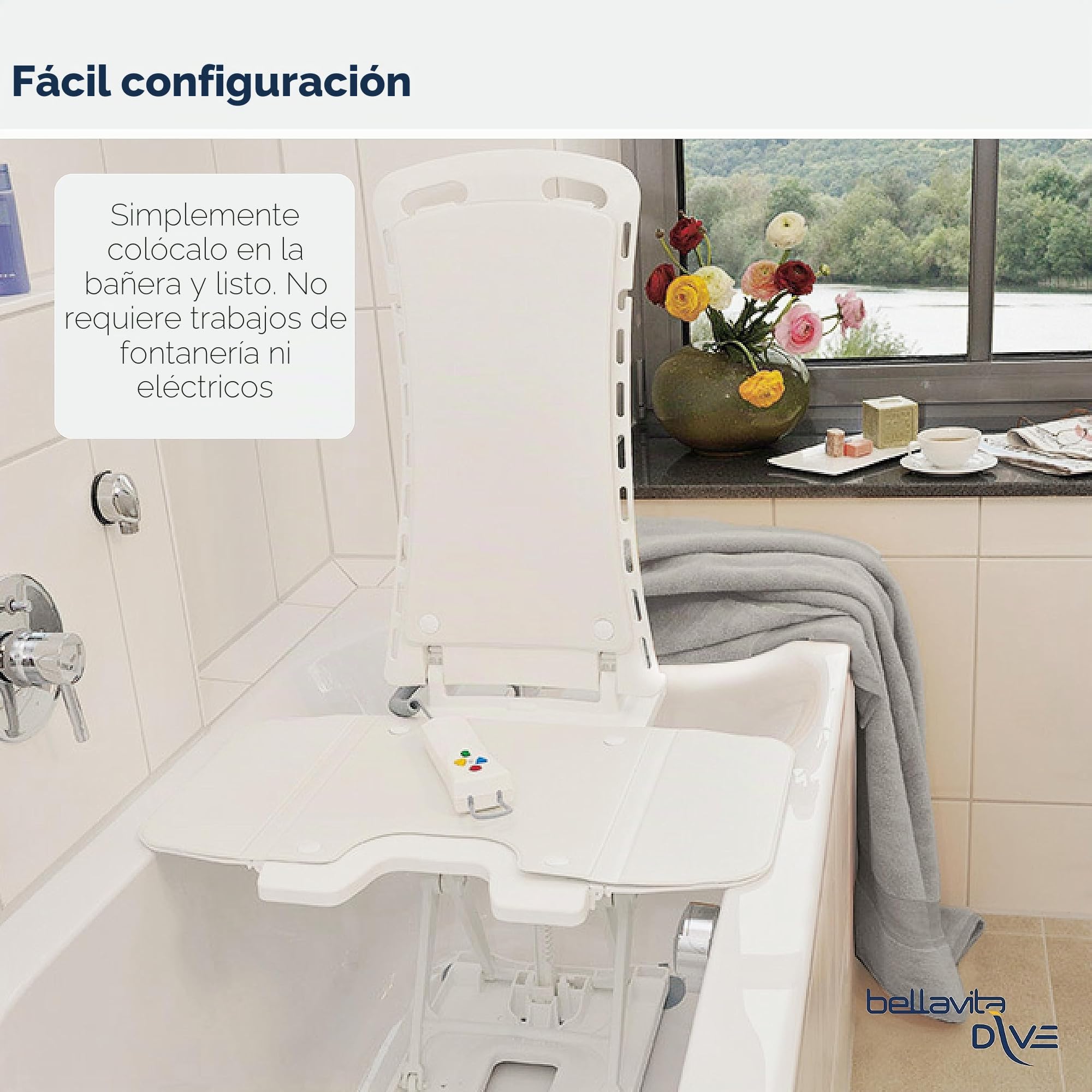 Drive Medical Bellavita Auto - Silla de bañera elevadora, Color Blanco