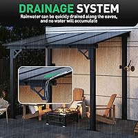 Vista 6 de Aoxun Pérgola de 8 x 5 pies para patio, cenador con techo inclinado, pérgola para parrilla grande montada en la pared, toldos resistentes