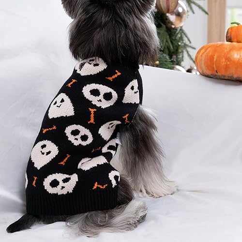 Miniatura 2 de CuteBone Suéter de cuello alto para perros medianos, ropa de invierno gris para mascotas con hilos plateados brillantes, suéter de punto trenzado