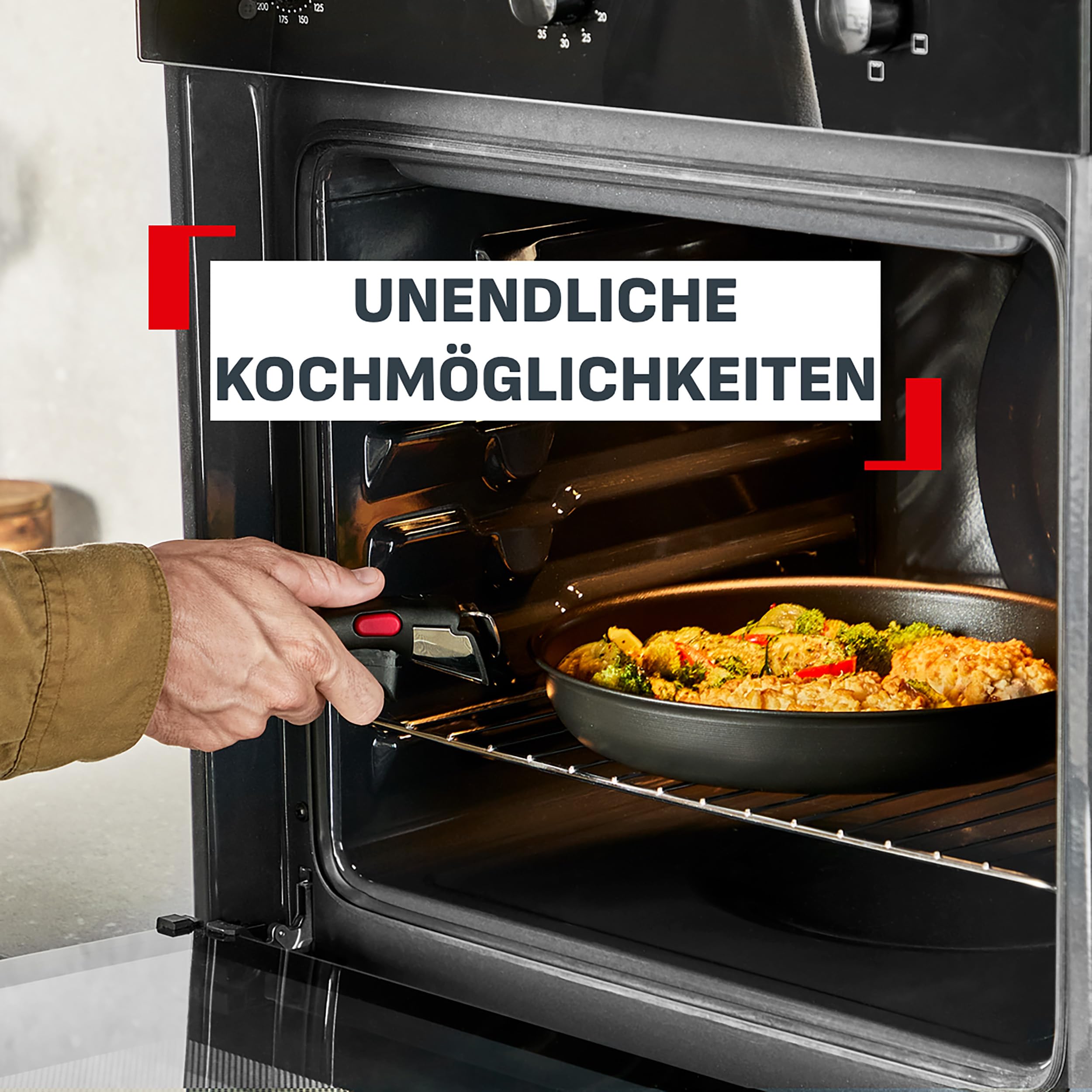 Tefal Ingenio Explore On 13-tlg. Kochgeschirr-Set, Fusion Core Antihaftversiegelung, stapelbar, platzsparend, Thermo-Signal, für alle Herdarten, sicherer Griff, mühelose Reinigung, Schwarz, P0009302