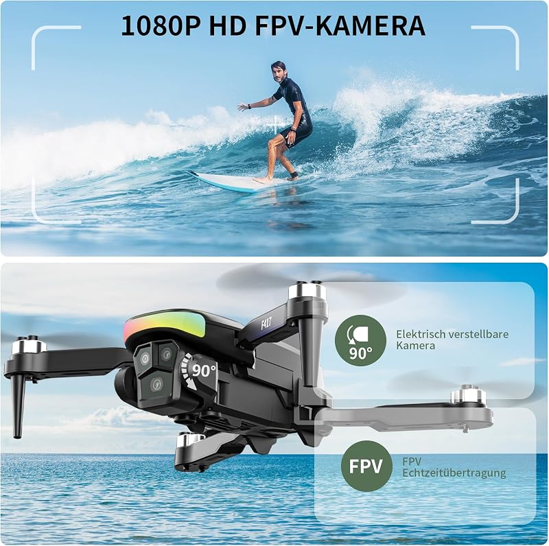 FAKJANK F417 Drón 1080P Kamerával, WiFi FPV, Állítható Kamera, RGB LED, Kezdőknek