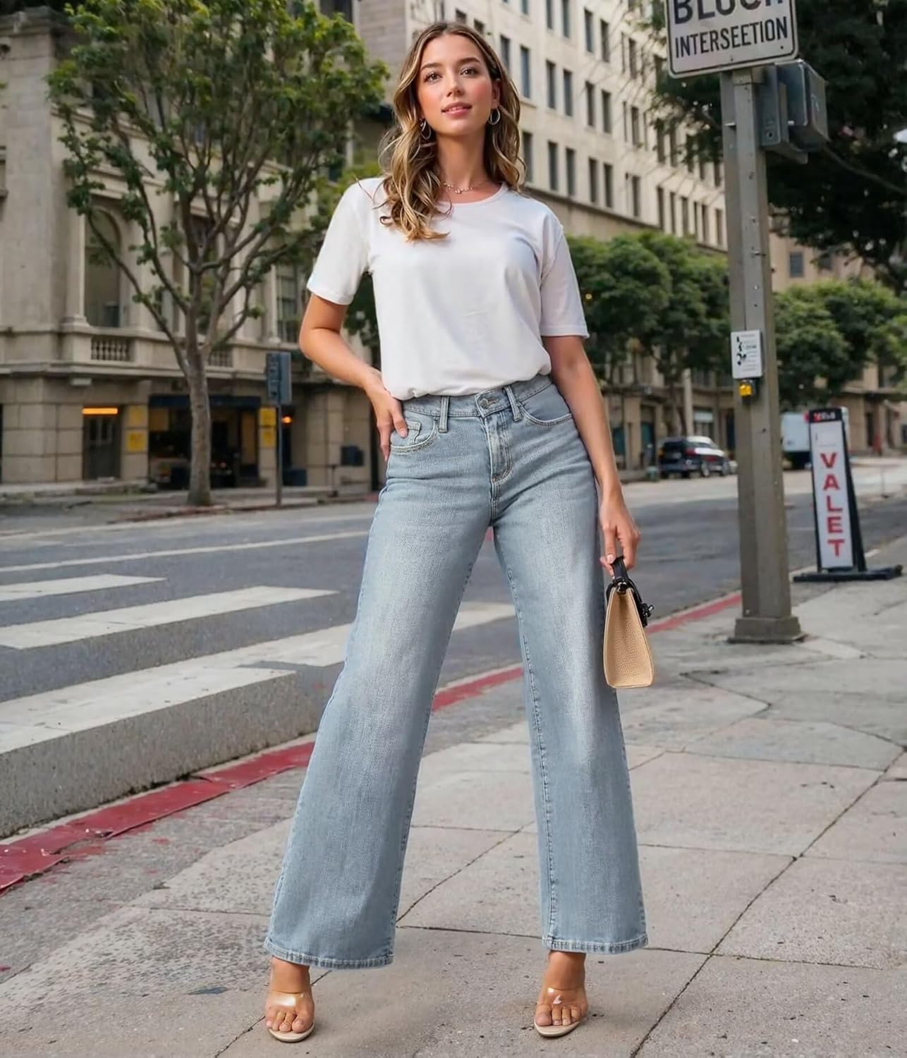 Hybrid & Company Womens Wide Leg High Rise Super Comfy Stretch Denim Pants Trendy Relaxed Fit Jeans with Pockets - Image 5