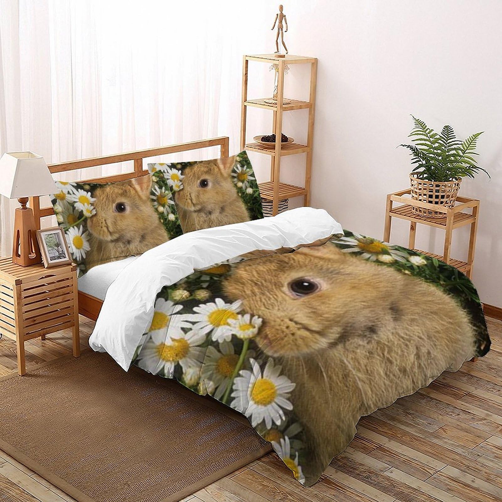 Housse de couette lapin 3D en microfibre pour une chambre de fille douce et cocooning