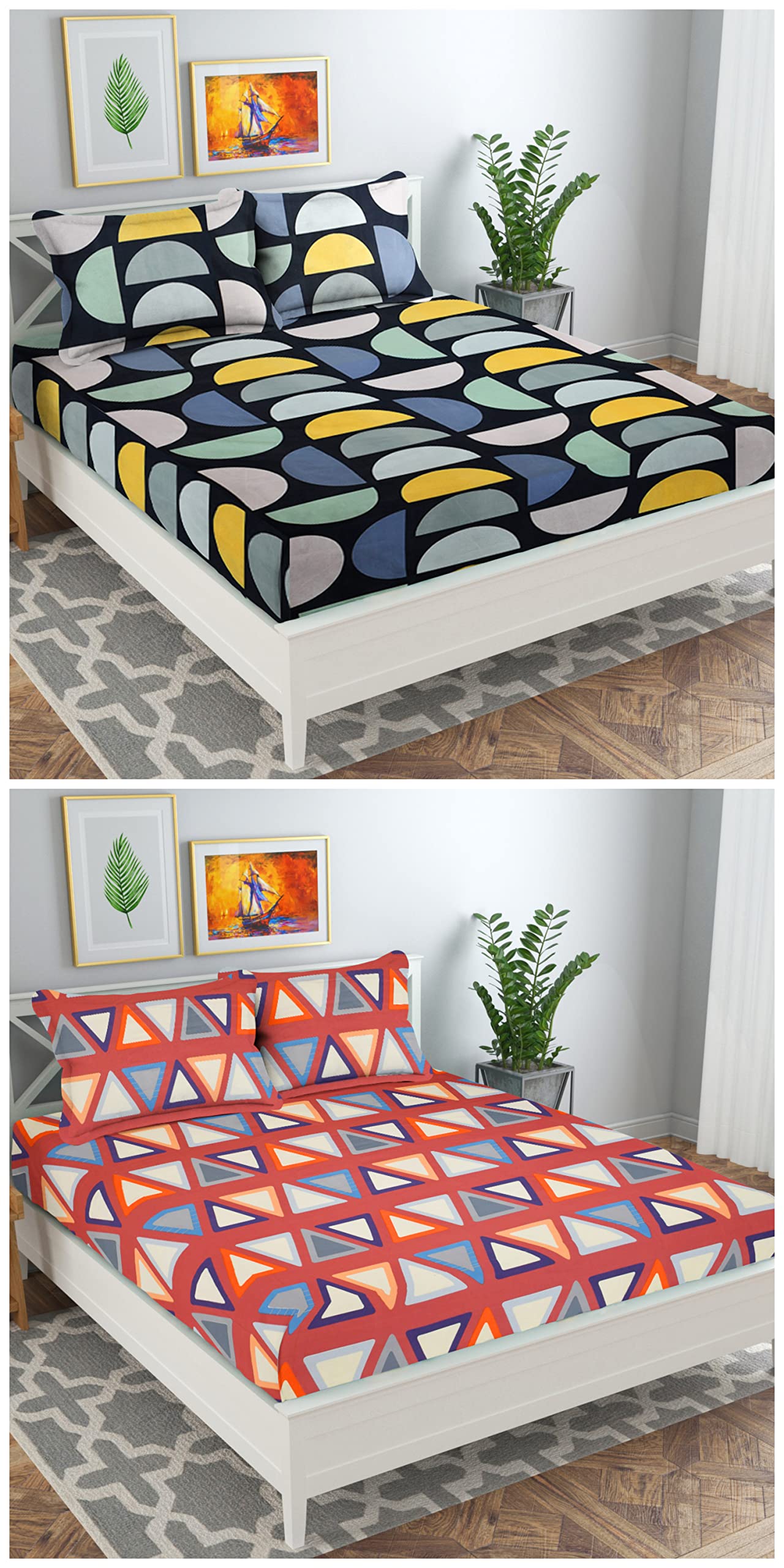 VAS COLLECTIONS Prime Collection Combo Pack of 2 Double Bedsheet with 4 Pillow Covers | 180 TC Soft Brushed Cotton-Blend -Long Lasting & Wrinkle Free for 7.5X7 Ft Set of 6 Peice (Pastle Green & Grey) (B0C171QDCW) Amazon Price History, Amazon Price Tracker