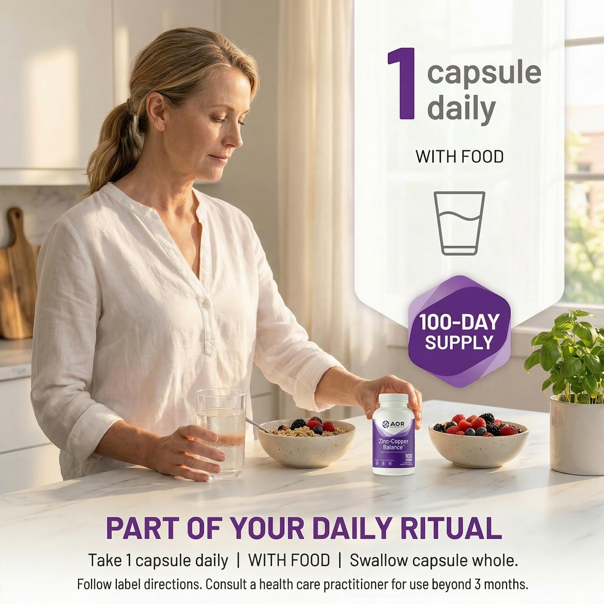AOR Zinc Copper Balance Capsules, 15mg Zinc 2mg Copper, 100 Vegan Capsules — Amazon image 4