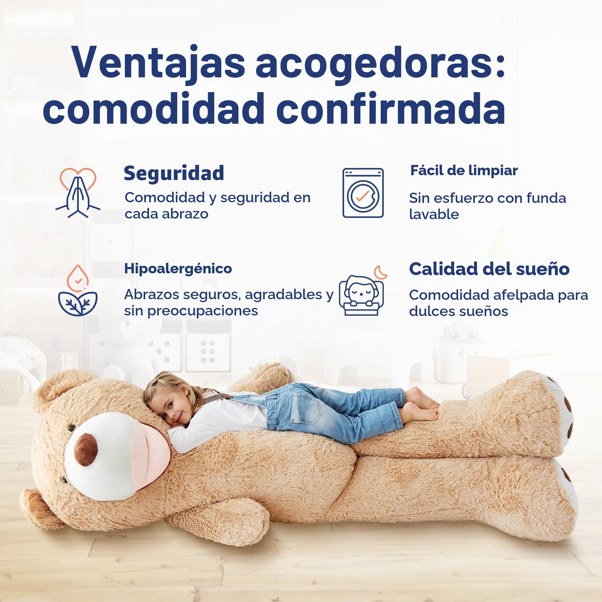 MKS Oso de peluche XXL de 200 cm – suave peluche gigante para niños y adultos – Oso de peluche XXL para cumpleaños, día de San Valentín y Navidad – suave y fácil de limpiar