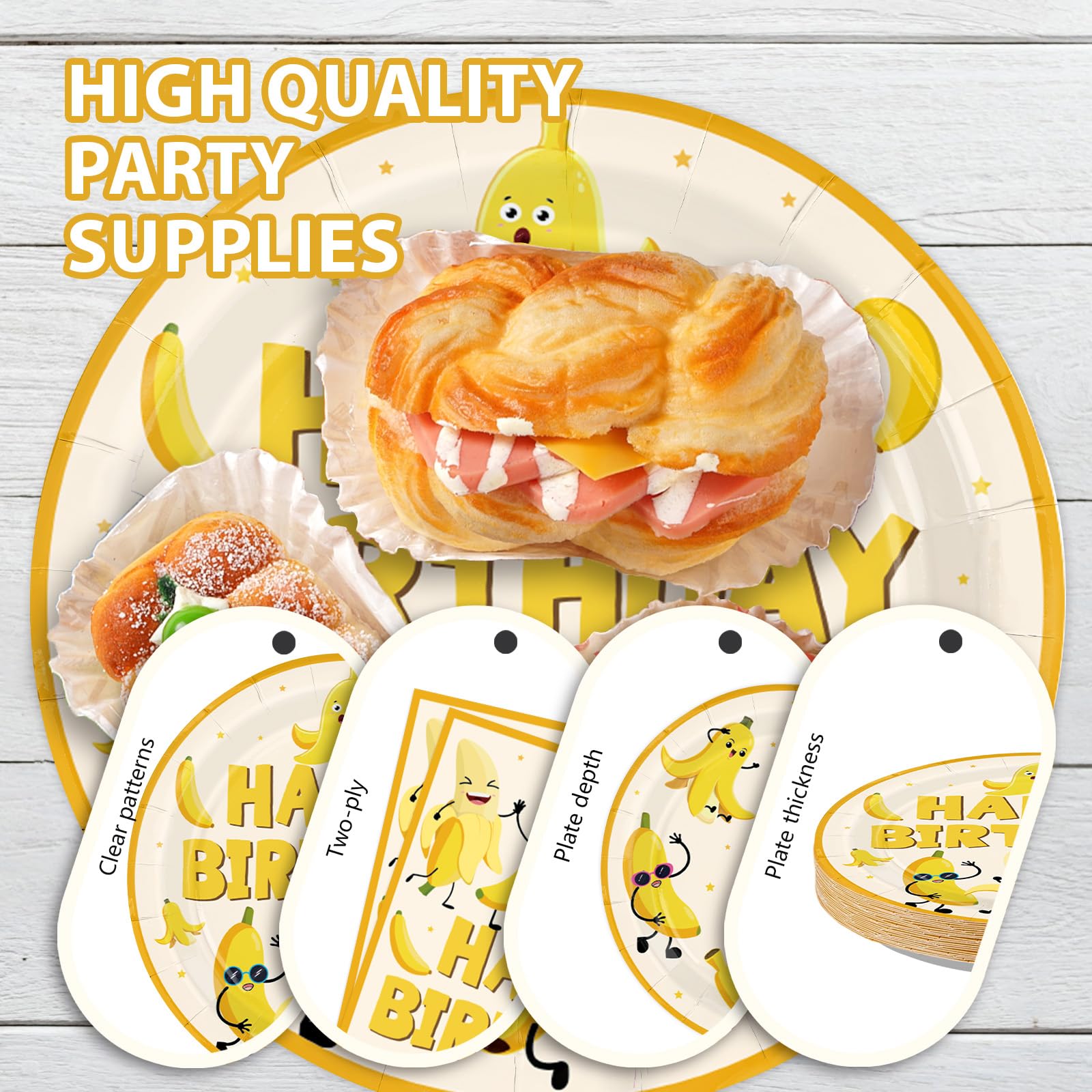 Banana Birthday Party Plates - 96 Pack -6