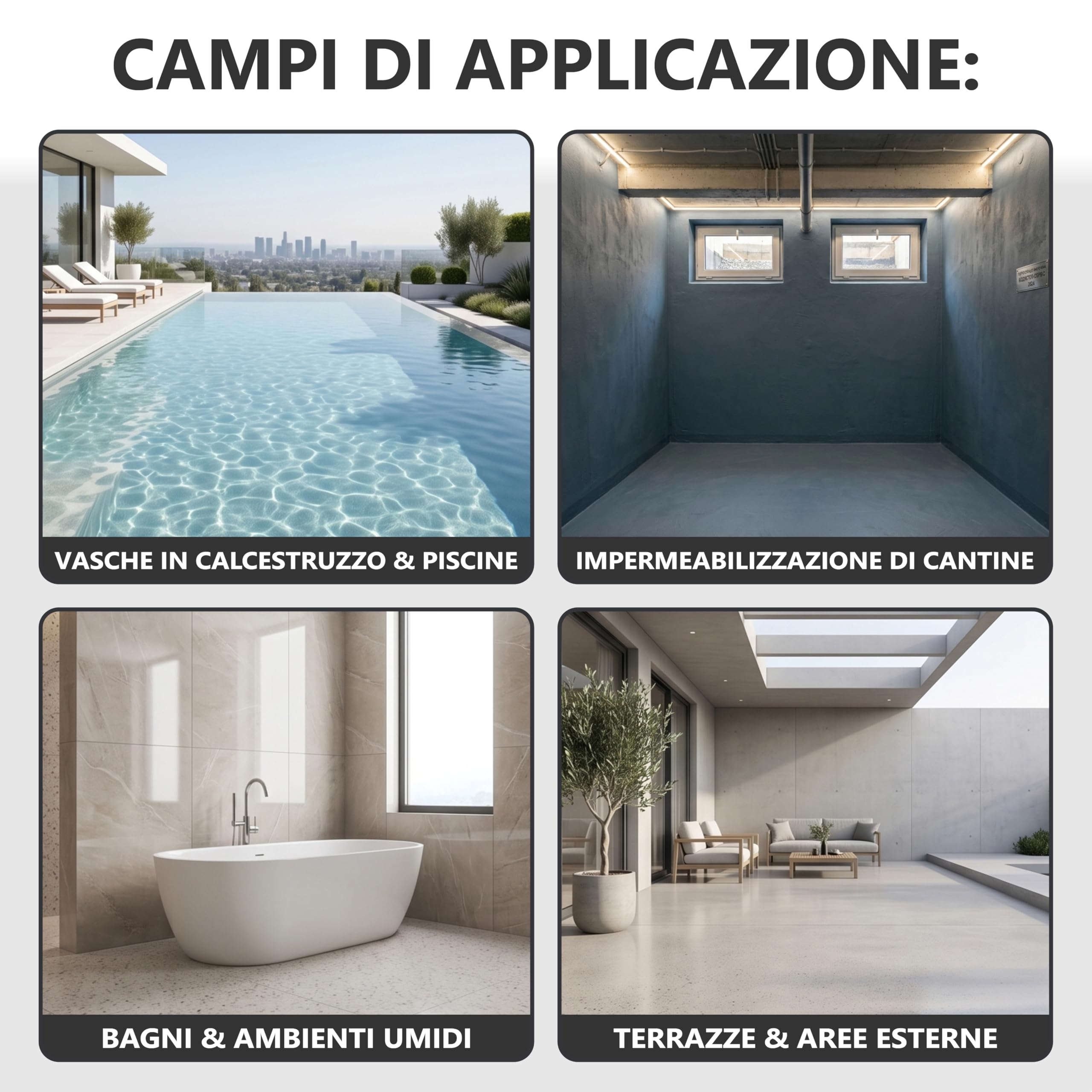 WO-WE Sigillante per piscine 2K Impermeabilizzante Bicomponente per cemento Grigio SL430-10kg