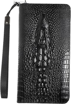 GALPADA Pu Material Male Wallet Long Bifold Clutch Alligator Zippered Fashion Bag