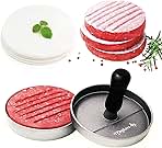 Meykers Burger Press 100 Patty Papers Set | Non-Stick Hamburger Mold with Free Wax Patty Paper Sheets | Meat Beef Cheese Veggie Burger Maker for Grill Griddle BBQ Barbecue | BPA Free