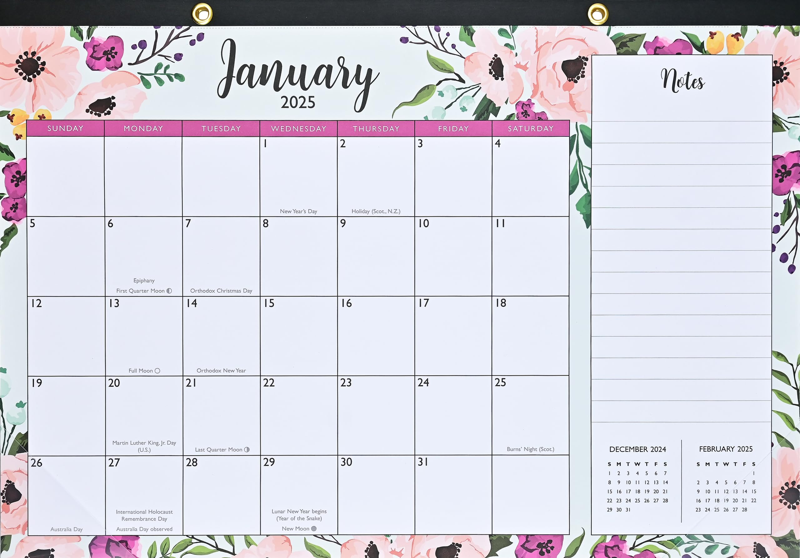 2025 Floral Desk Pad and Wall Calendar (11" X 17") (12Month Calendar