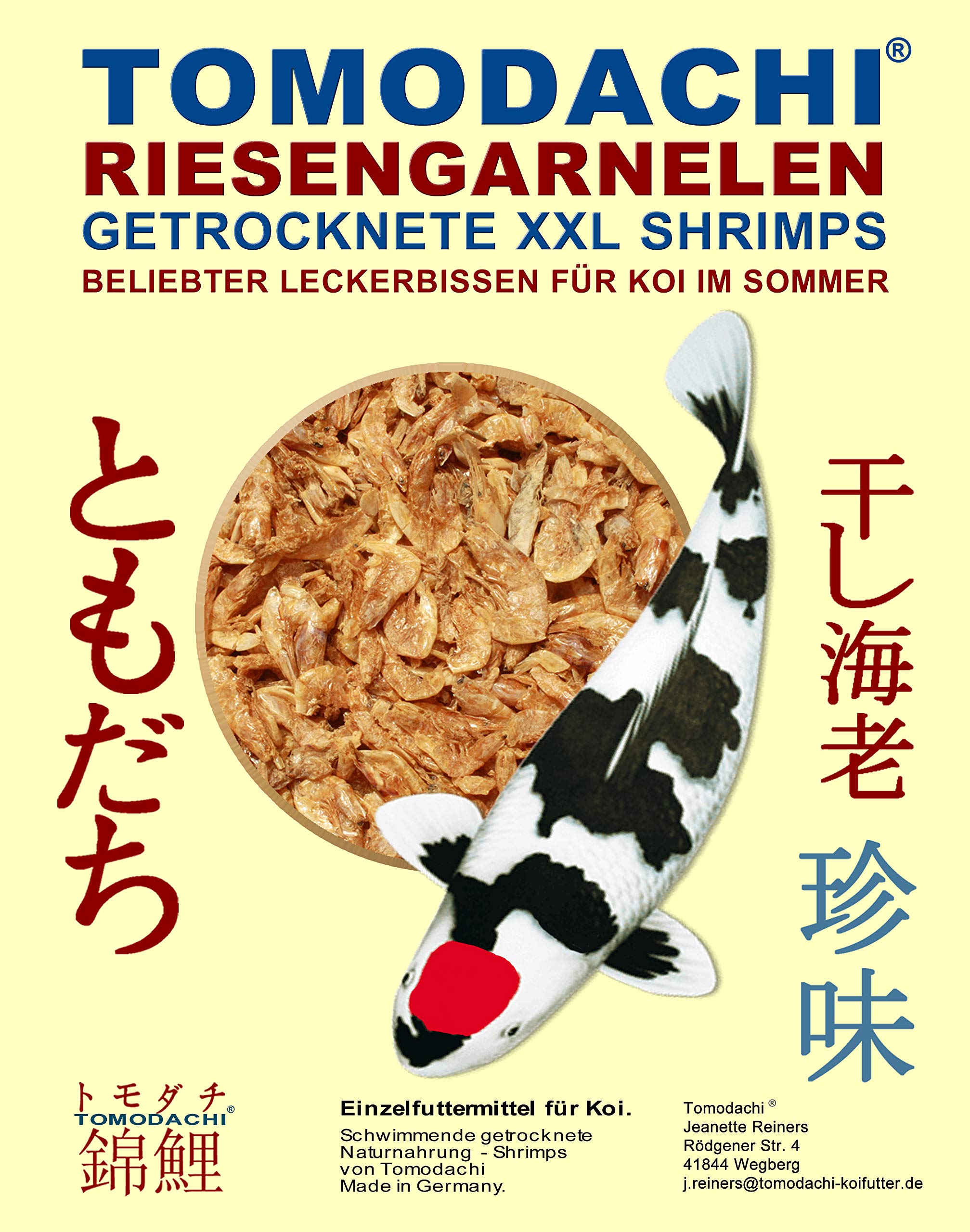 Koifutter Sommer, Garnelen, Koi Gambas, Riesen Shrimps, getrocknete große Süßwassergarnelen, Koifutter Naturnahrung, gesunder, beliebter Koisnack für die Handfütterung der Koi im Sommer 10kg Sack