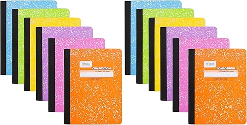 Miniatura 7 de Mead Cuaderno de composición, paquete de 6, papel de rayas anchas, 7-1/2" x 9-3/4", 100 hojas por cuaderno de composición, colores surtidos