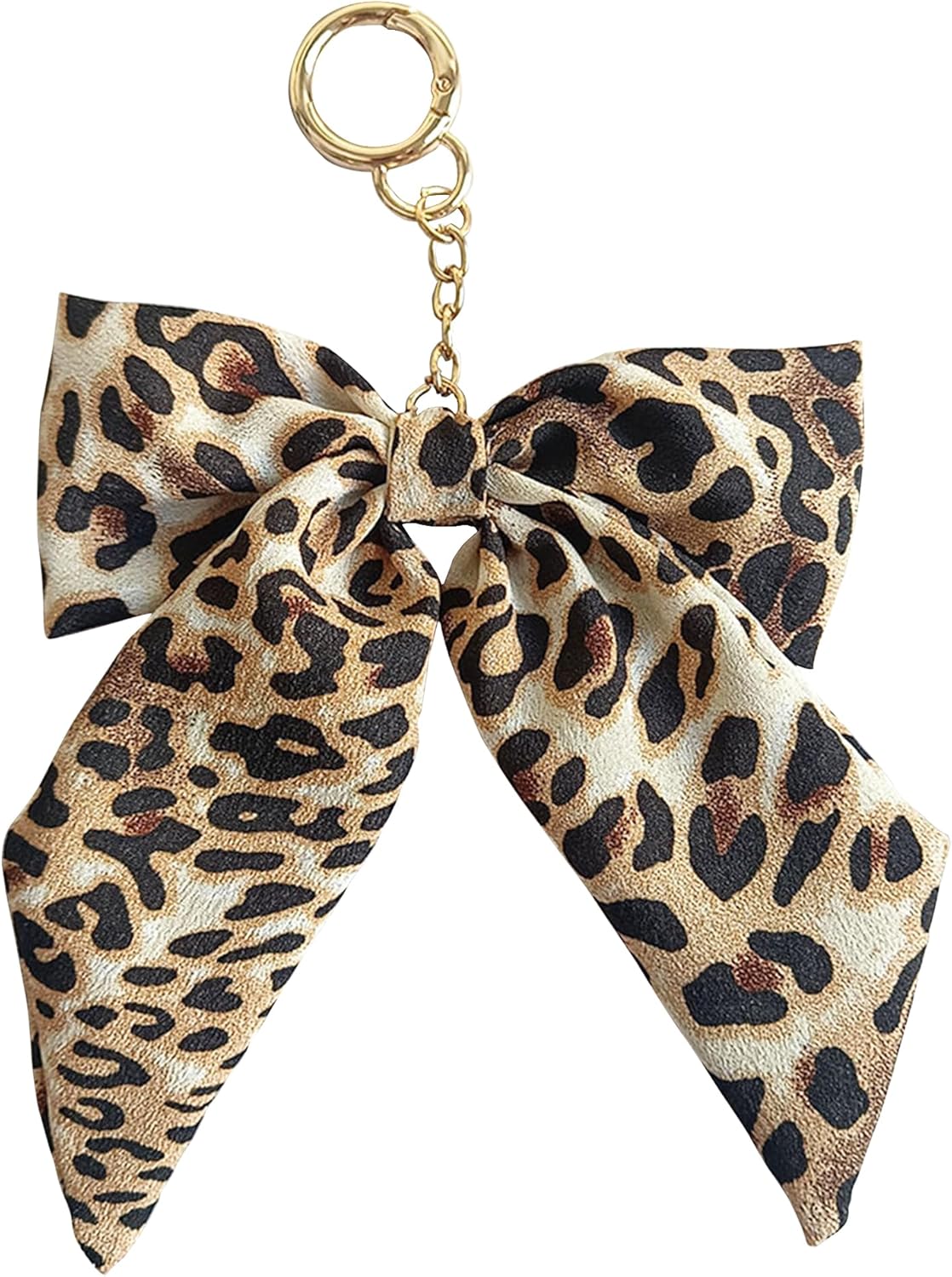 leopard print bow bag charm for purse handbags bag accessories charms key charms brown