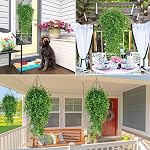 RECUTMS 4 Pcs Artificial Hanging Eucalyptus Greenery Plants 33Inch Fake Wall Swags Plant Faux Leaves Ivy UV Resistant Pothos Indoor Outdoor Home Garden Wedding Jungle Party Patio Spring Decor