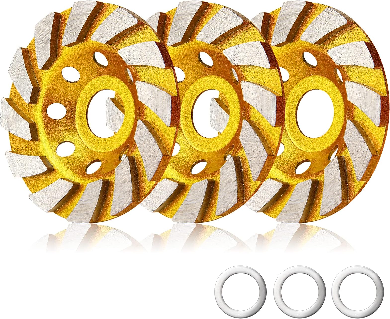 3 Pieces Diamond Cup Grinder 4 Inch Concrete Turbo Diamond Grinding Cup Wheel 12 Segs Heavy Duty Angle Grinder Wheels for Angle Grinder