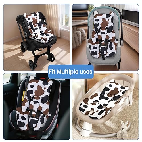 Miniatura 7 de Inserto de asiento de automóvil infantil y funda de 3 correas, soporte de cabeza de asiento de automóvil 4 en 1 grueso para recién nacido, cojín