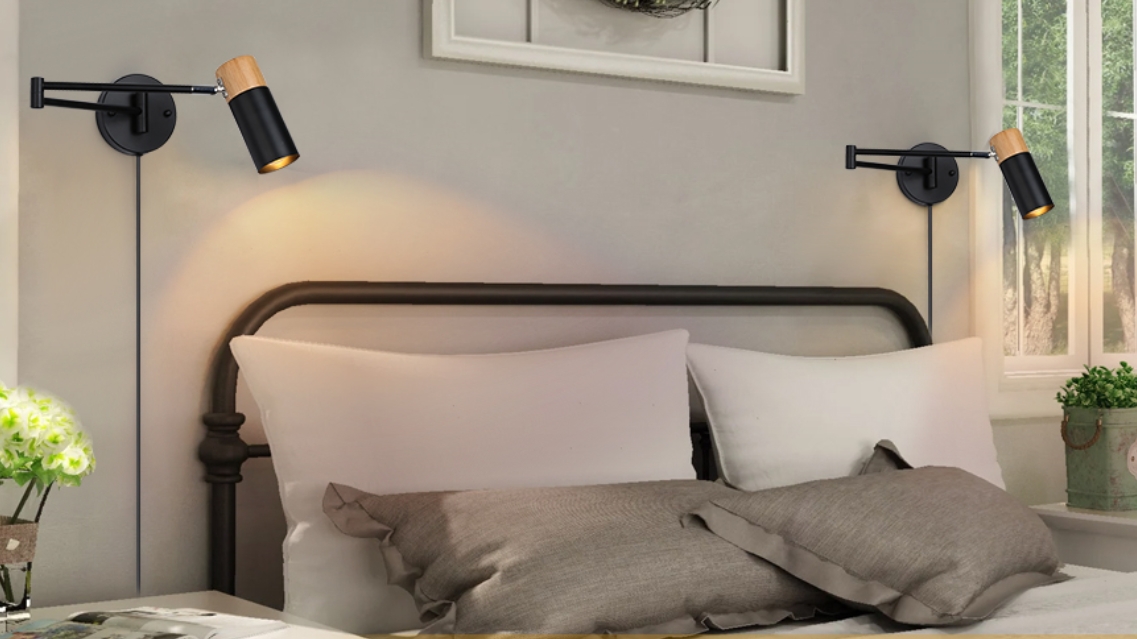 COSYLUX Modern Industrial Swing Arm Wall Lamp with Plug in