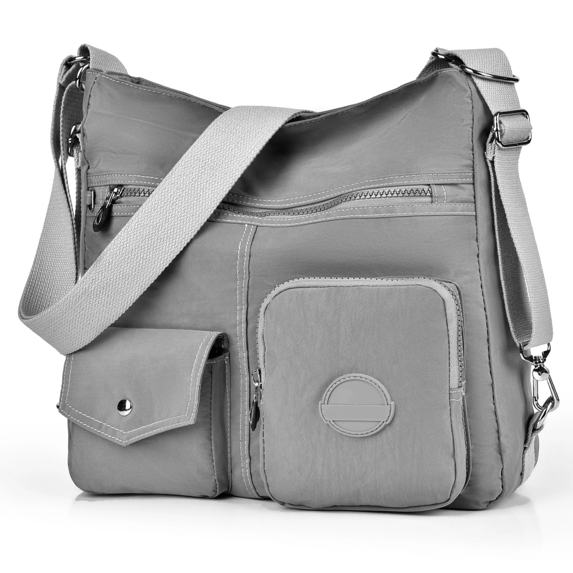 Dora & Liz Multipurpose Hobo Purse for Women with Anti-Book RFID, Waterproof Nylon Crossbody Bag Shoulder Handbag, Convertible Backpack (Grey)