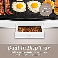 Vista 7 de COOK WITH COLOR Plancha eléctrica de 1200 W, superficie antiadherente para panqueques, hamburguesas, huevos y más, control de temperatura extraíble