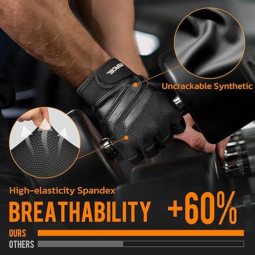 Miniatura 5 de ATERCEL Guantes de entrenamiento de gimnasio para hombres y mujeres, guantes de levantamiento de pesas con excelente agarre, guantes ligeros de