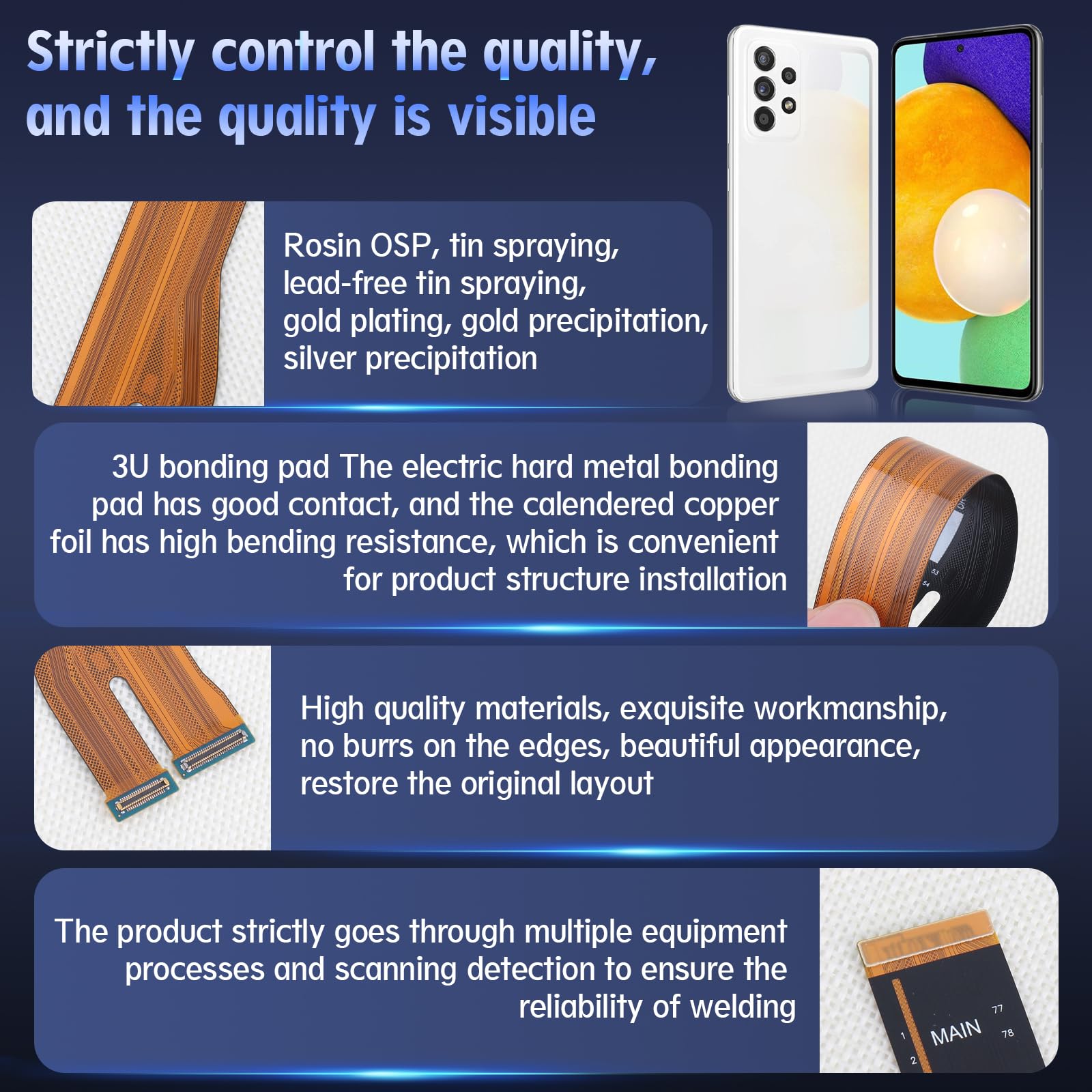 RongZy Flat Flex Cavo Scheda Madre per Samsung Galaxy A52 5G SM-A526 Ribbon Cable Connettore Ricambio per Collegamento Scheda Madre, con Strumenti