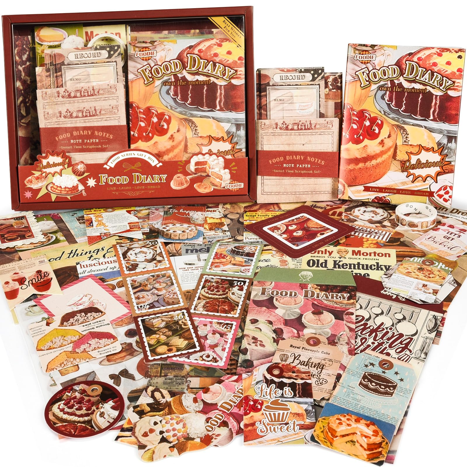 Kit de fournitures de scrapbooking, fournitures de journal de pacotille vintage, kit de scrapbooking avec autocollants esthétiques éphémères, mignon set de papeterie, kit de journal à billes