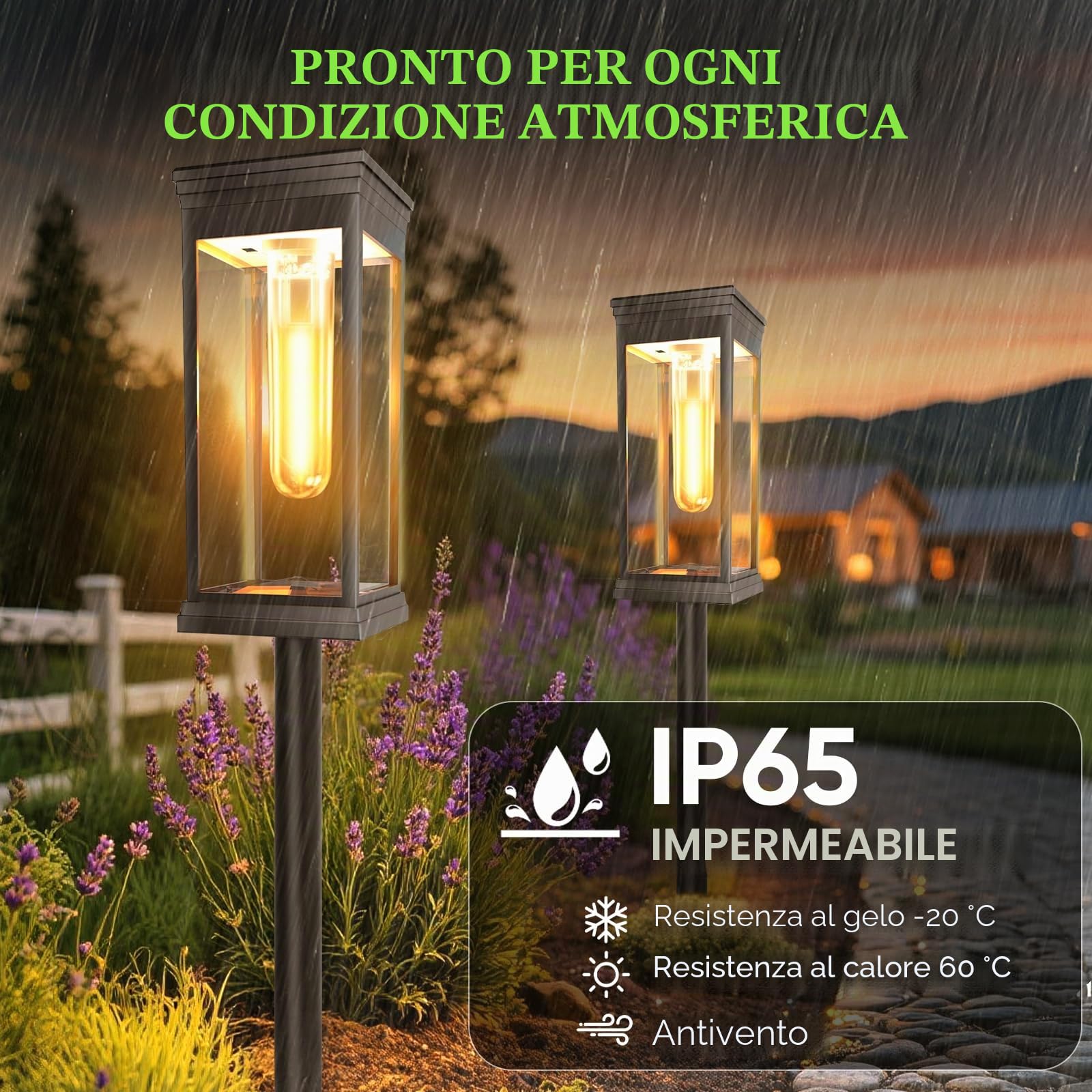 8 luci solari per esterni, giardino, 1000 mAh, IP65, impermeabili, super luminose, luci solari per esterni, auto su/fuori solare per prato da giardino