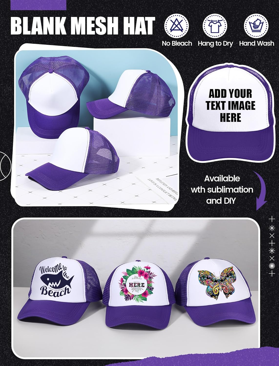 10 Pcs Sublimation Blank Trucker Hats Bulk Mesh Baseball Cap Polyester Mesh Trucker Hat for Men and Women - Image 5