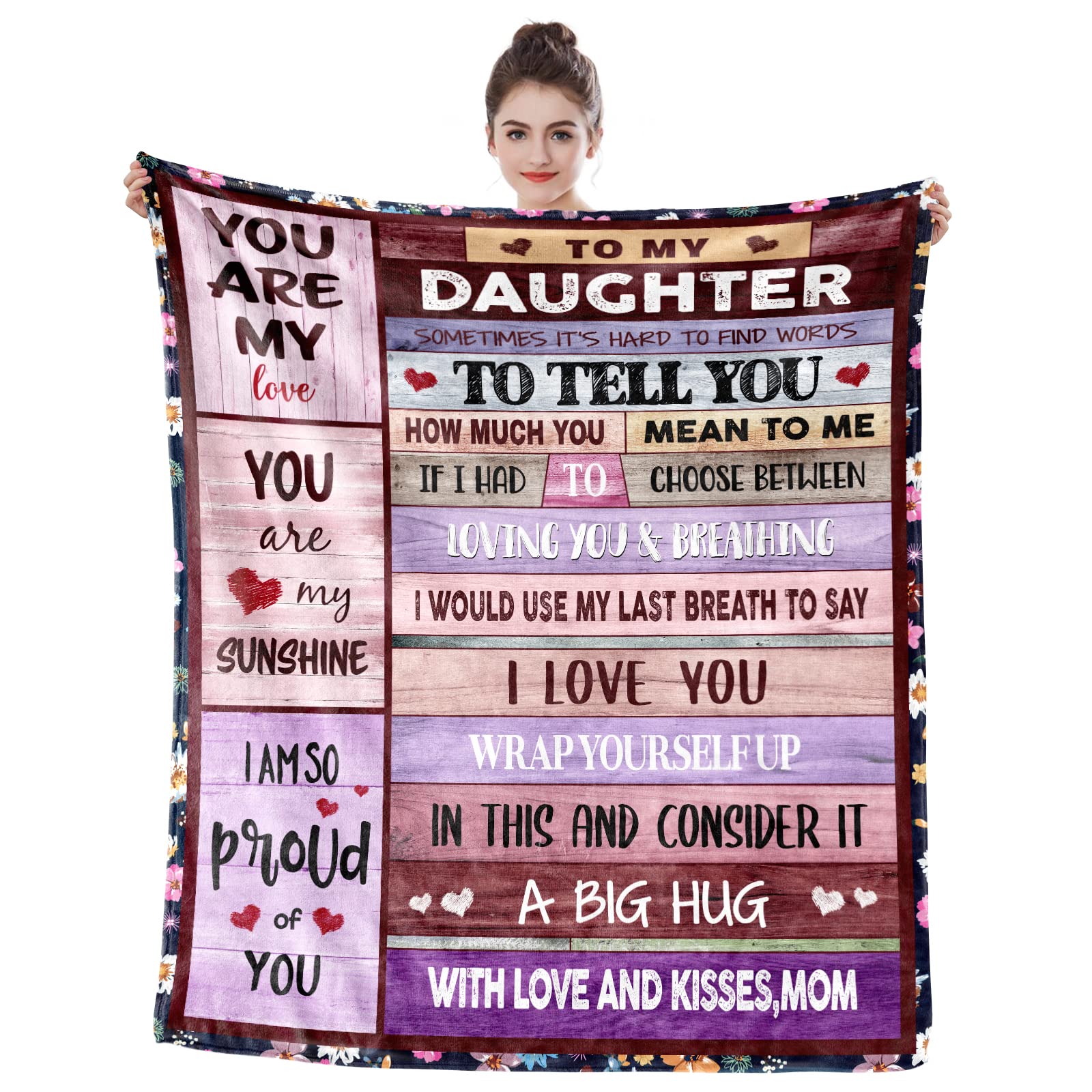 Daughter Gift from Mom Super Soft Blanket Birthday Daughter Gifts Mother's Day Christmas Light Weight Fuzzy Flannel Throw Blanket Sofa Bed 60'' x 50''