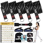 Resistance Bands with Handles for Women, 5 Level Exercise Bands Workout Bands for Physical Therapy, Yoga, Pilates, Door Anchor, Storage Pouch(Black)