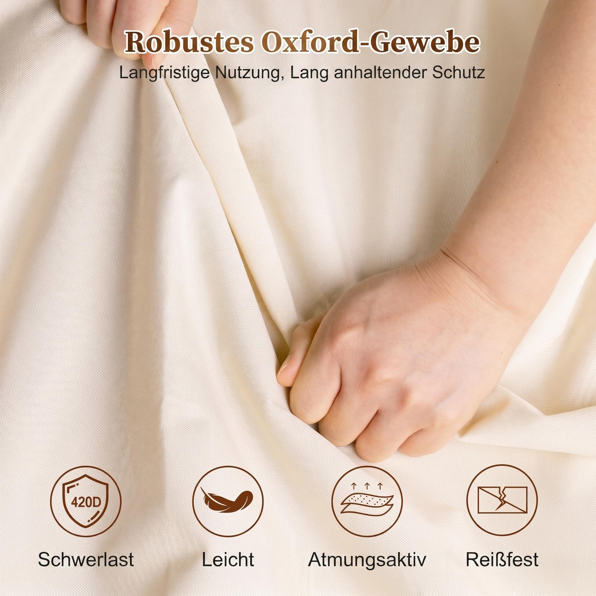 MISSLO Kleidersack Lang 152CM, Anzugtasche Kleidersack für Reisen mit 4 Großen Taschen und Griffen, Schwere Kleiderhülle Damen Kleiderschutzhülle für Abendkleider, Mantel, Kleider, Kleidung, Beige