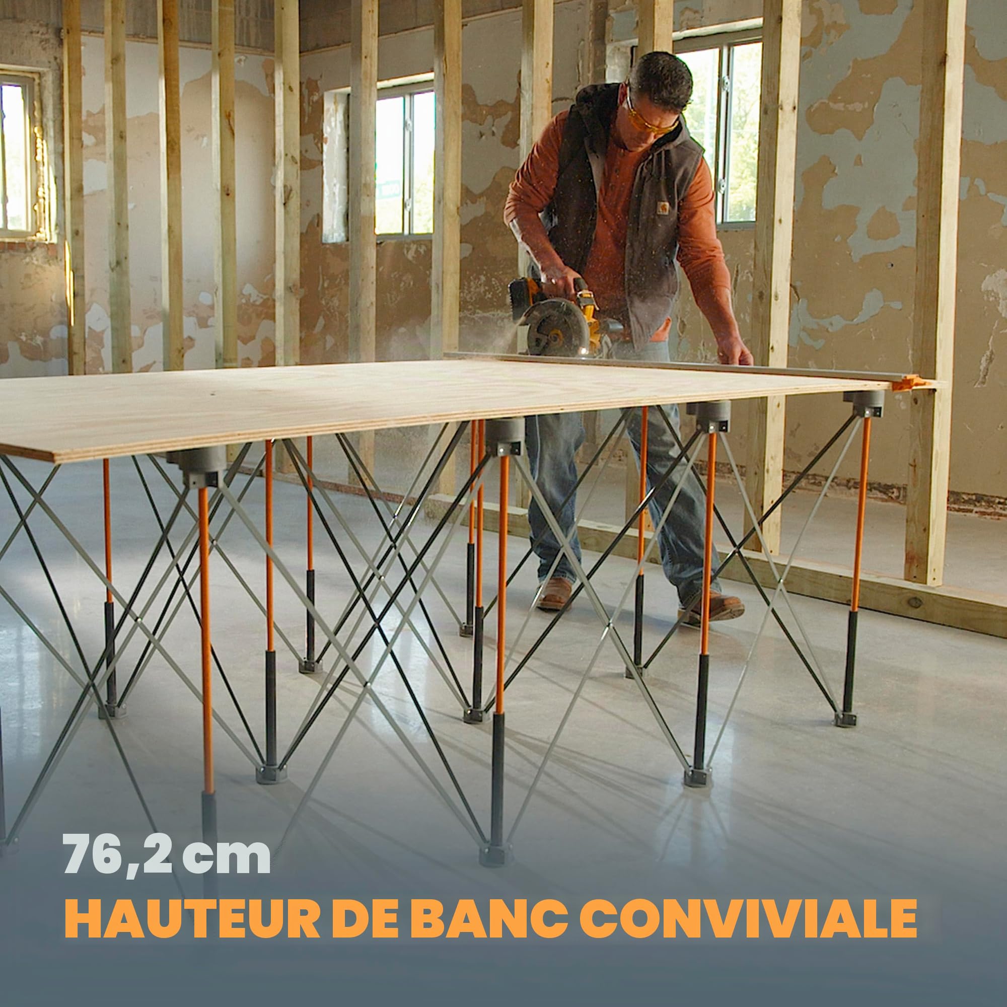 Bora Centipede CK12S Support de Travail Portable de 1,2 m x 1,8 m x 0,75 m Hauteur 76,2 cm Comprend 4 Tasses en X, 4 Pinces, Sac de Transport, capacité de 2041 kg