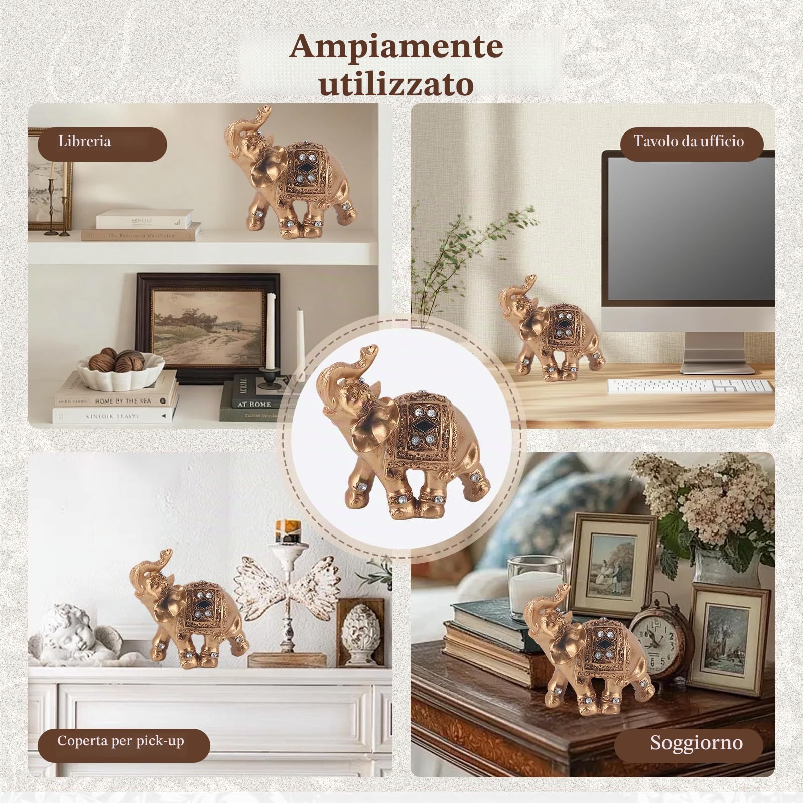 Buachois Elefante Statua,Golden Polyresin Elephant Statue,Fortunato Feng Shui Elefante Scultura,Fortunato da collezione Figurine Regalo Home Decor Feng Shui Ornament Arredamento Desktop