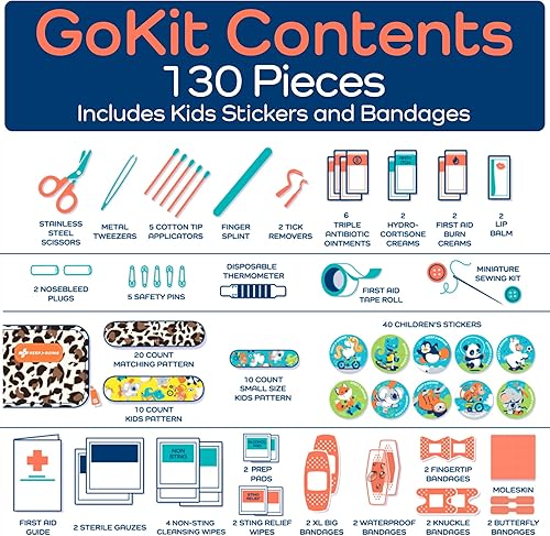 Miniatura 7 de KEEPGOING - Kit infantil de primeros auxilios, para viajes, 130 piezas, botiquín para automóvil, bolso, pañalera, mochila y maleta, con apósitos sin