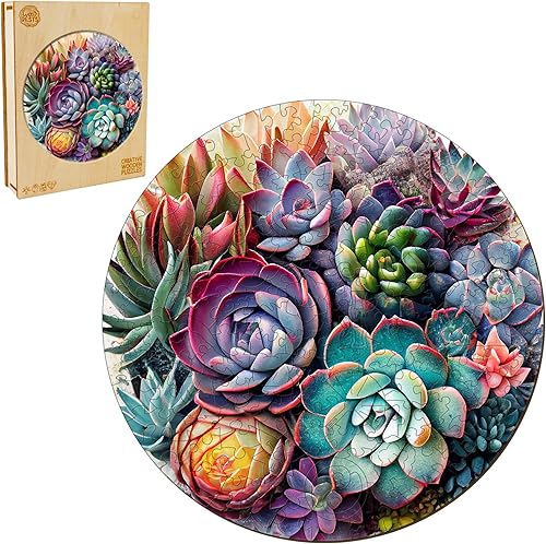 Miniatura 6 de WOODBESTS Rompecabezas de madera para adultos, rompecabezas de plantas suculentas (S, 94 piezas, 7.8 x 7.8 pulgadas), hermosa caja de madera,