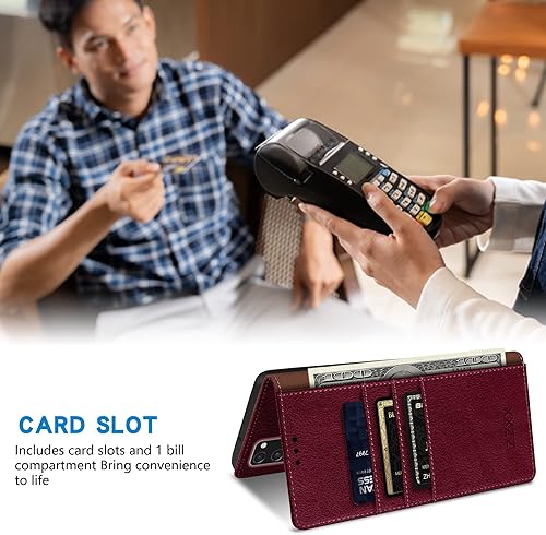 Miniatura 19 de ZZXX Funda tipo cartera para Samsung Galaxy S20 con bloqueo RFID, soporte de ranura para tarjetas, funda protectora de cuero magnético fuerte