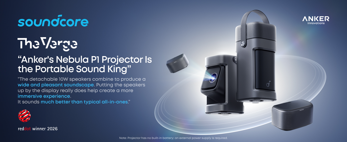 Amazon.com: soundcore Nebula P1 Portable Projector with Detachable